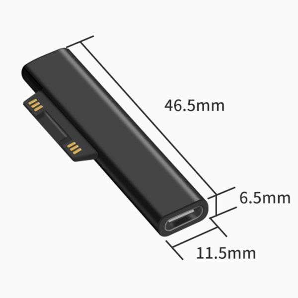 Surface Connect till USB C Laddningskontakt för Surface Pro 3 4 5 6 Hållbar