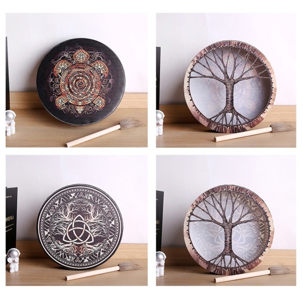 Shaman Drum Sound Healer Shaman Drum Handgjord Shaman Drum Siberian Spirit Musiktrummor med trumpinnar Ornament Kit Goddess 1
