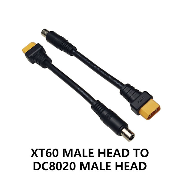 Kobber XT60 til DC8020 8mm Adapterkabel til Strømoverførsel 15cm Sort