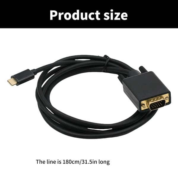 Kompatibilitet USB3.1 Type C til VGA 31 tommer kabel til bærbare computere og tablets