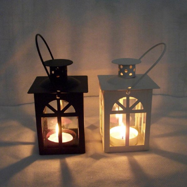 Svart/vit Marockansk bröllopsljus Romantisk ljusstake Retro hänglykta Black