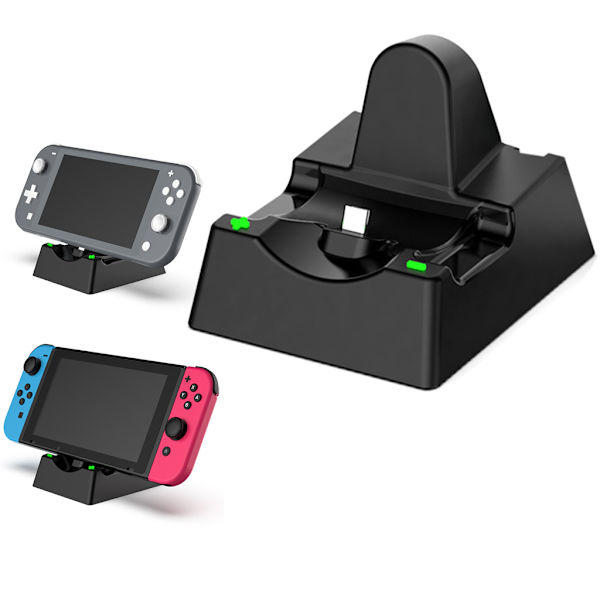 Laddningsdocka för Switch/Lite/Joy-Con/ PRO Compact Charger Stand Station med LED-indikator och typ C laddningskabel
