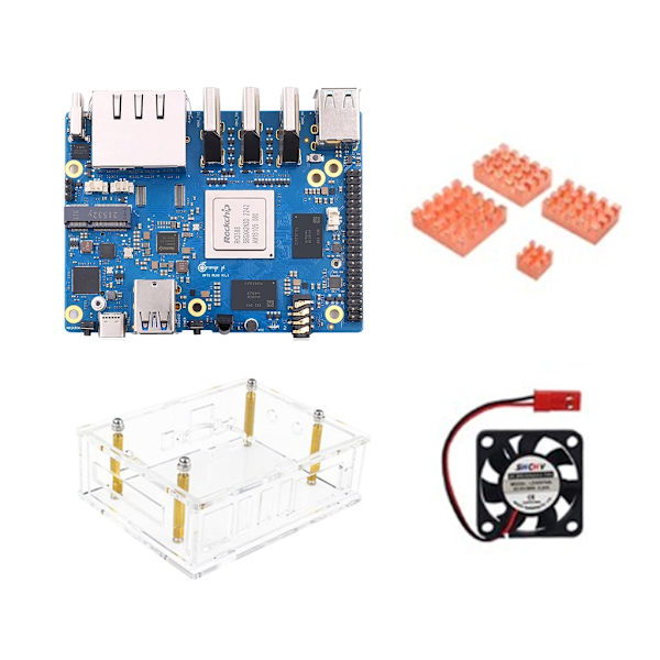 för Orange Pi 5 Plus RK3588 2 Ethernet-portar Moderkort PCIe Förlängningsfodral Fläkt & Kopparkylflänsar OPI5 plus 4GB 8GB 16GB