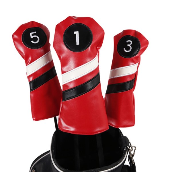 Golf-Club Head Cover Driver/Fairway-Woods/Hybrid Headcovers Golftillbehör Passar alla Fairway Driver och Hybridklubbor Red