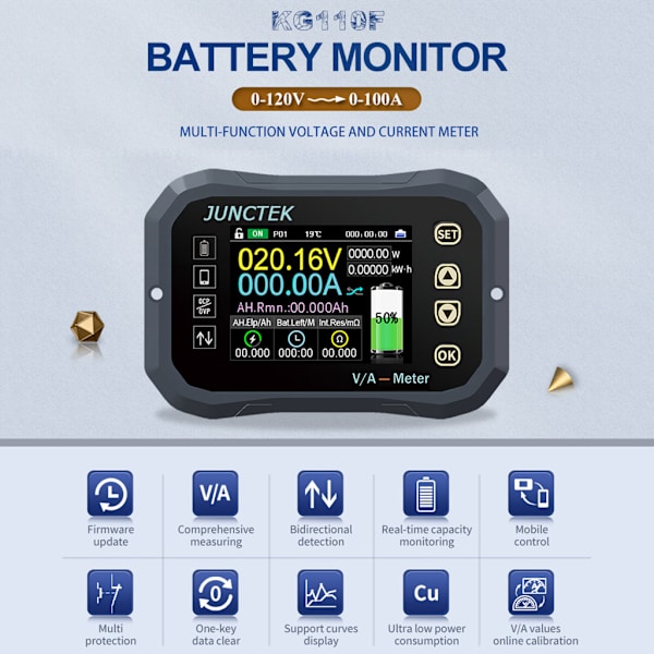 Multifunktionell batteri Coulometer Spänning Power Temperatur KW-mätare med OVP/OTP/LVP/OPP/OCP/NCP Professional