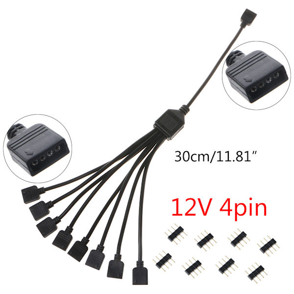 12V 4-stifts datormoderkortsförlängningskabel RGB-gränssnittskontakt Hub RGB splitterkabel för datorchassi A