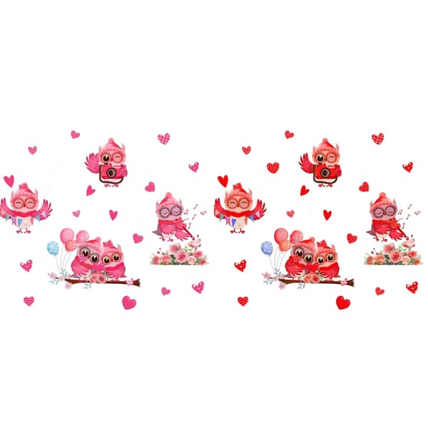 PVC Valentinsdag Vindusklistremerker Hjerte Ugle Dekaler for Bryllupsdekor