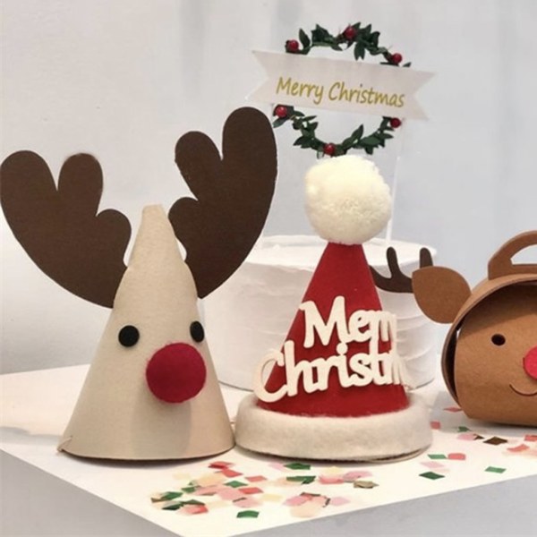 Christmas Hat Santa Älg Merry Christmas Hats Non Woven Fabric Party Rekvisita null - Elk