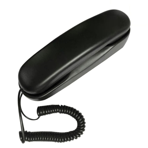 Väggtelefon med sladd, Slim Trimline-telefon för hotell, Set väggtelefon för hem/badrum/skola/kontor Black