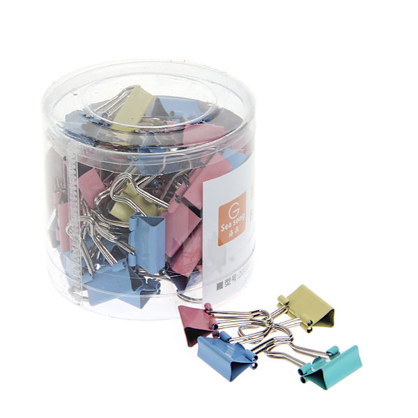 60 stk. farverige metalclips til papir, kontorartikler, 15 mm bredde
