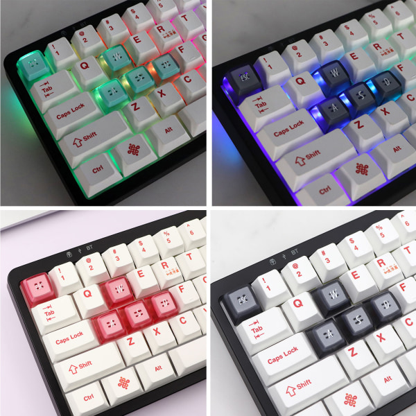 9 nycklar ABS RGB Bakgrundsbelyst Double Skin Milk Pudding Keys Esc WASD Direction Ema Profile Keycaps för DIY mekaniskt tangentbord Black