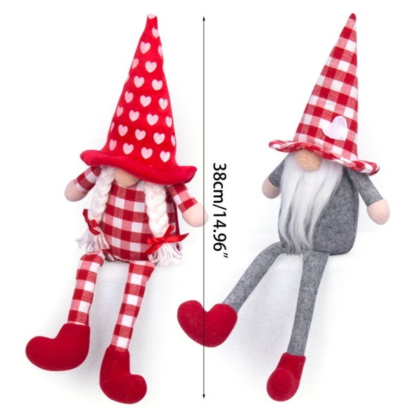 Alla hjärtans dag Gnome Sittande Ansiktslös docka för bröllop Jul Hemdekorationer Hjärta Gnomes Ornament Nyårspresent Male