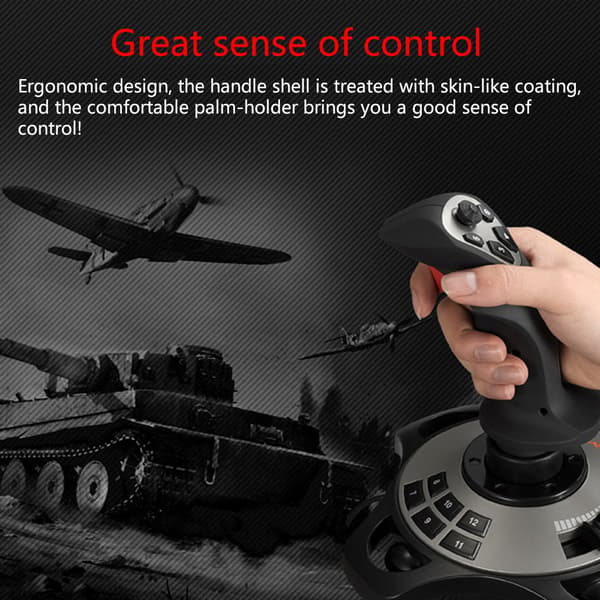 Vibrasjonsspillflyjoystick med USB-ladekabel for DC 5V/2A for PC