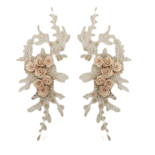 1 par Broderi Spets Applikation 3D Rose Flower Patch Halsring Krage DIY Syhantverk Brudklänning Kläder Tillbehör