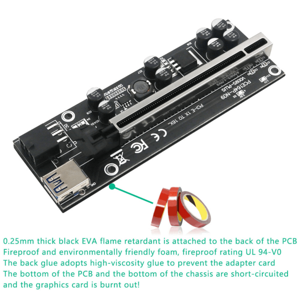 60 cm dubbelskärmad USB 3.0-kabel PCI-E Pcie Riser 009S PLUS Profesional för Express 1X 4x 8x 16x Extender PCI E Riser
