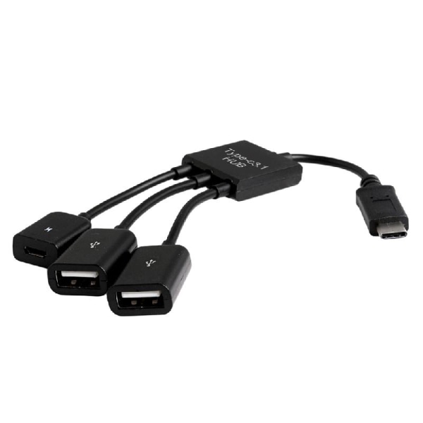 3in1 USB 3.1 Type-C - Micro USB 2.0 Virran Lataus Host OTG Hub Kaapelisovitin