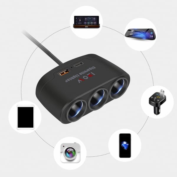 Billaderadapter PD + USB-kontakt 120W Billighter Splitter