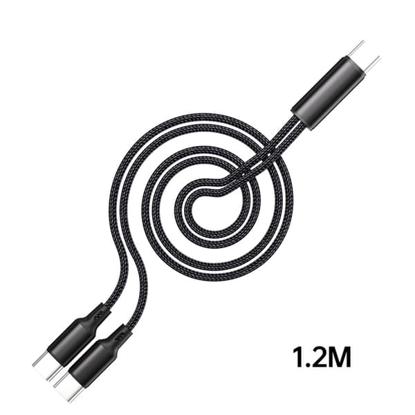 Lang USB C til 2 USB C hurtigladende datasplitterkabel for flere enheter Black