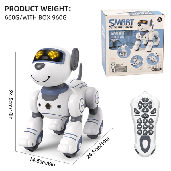 för Smart fjärrkontroll Robot Hund RC Robotic Stunt Valp Trådlös RC Valp Interactive for Smart Toy Sing Dans Bark Wa