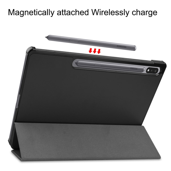Magnetisk flik för case till Galaxy TAB S7 FE LTE T730 12,4 tum med cover 12,4'' Tri-Fold Auto Sleep Red