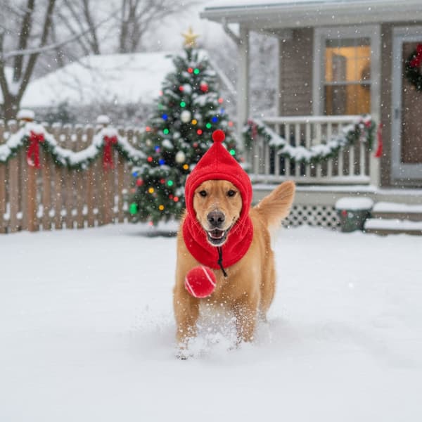 Julehat Stor Hundehue Blid Vinterbeskyttelse Til Følsom Hud Dyr Black M