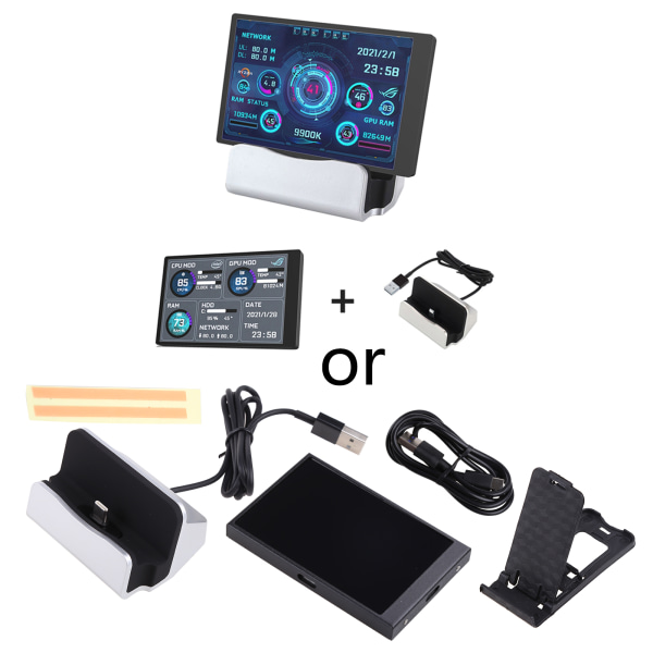 Uusi 3,5 tuuman IPS TYPE-C toissijainen näyttö tietokoneen CPU GPU HDD -näyttö USB-näyttö vapaasti AIDA64 Mini Monitorille