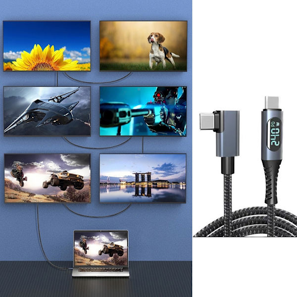 För Thunderbolt4-kabel USB 4-kabel för telefon 15 Laddare 40 Gbps Dataöverföring 8K Display Stöd 240W Laddning USB C Straight head