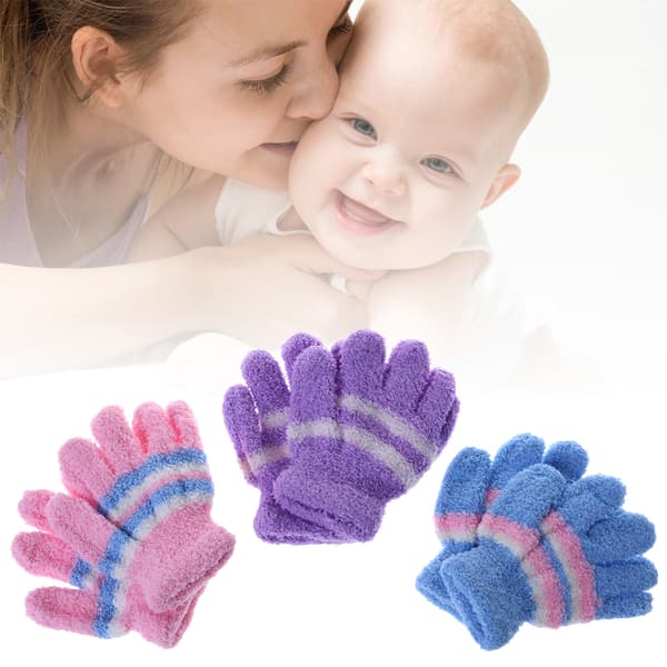 Randiga Vantar Småbarnshandskar Vintervarma Handskar Fullfinger Varma Vantar