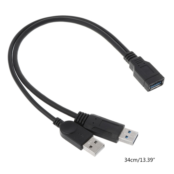 USB 2.0 A Hann til USB Hunn 2 Dobbel Dual Strømforsyning USB Hunn Splitter Skjøteledning HUB Lader for Skrivere
