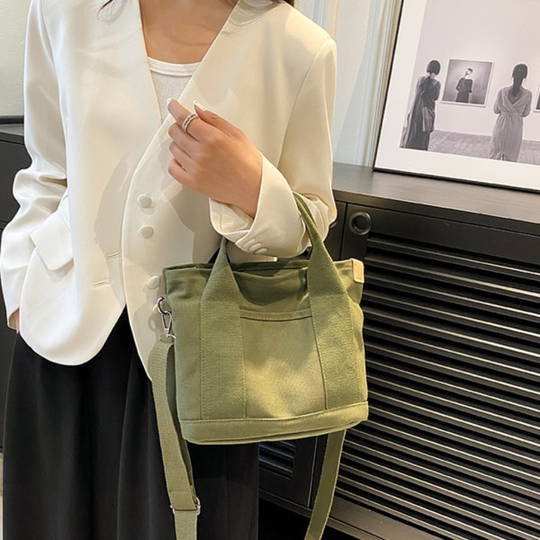 Kvinnor Harajuku tygväskor Canvas Crossbody axelväska JK Messenger Bag Dam Handväskor med stor kapacitet Light Green