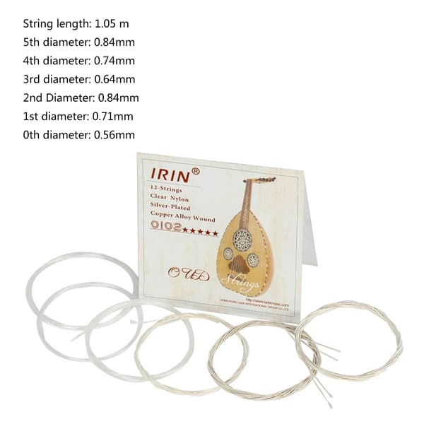 Oud-strängar klar nylon Silverpläterad kopparlegering lindad Normal spänning Oud-strängar Set Ersättning Oud-tillbehör