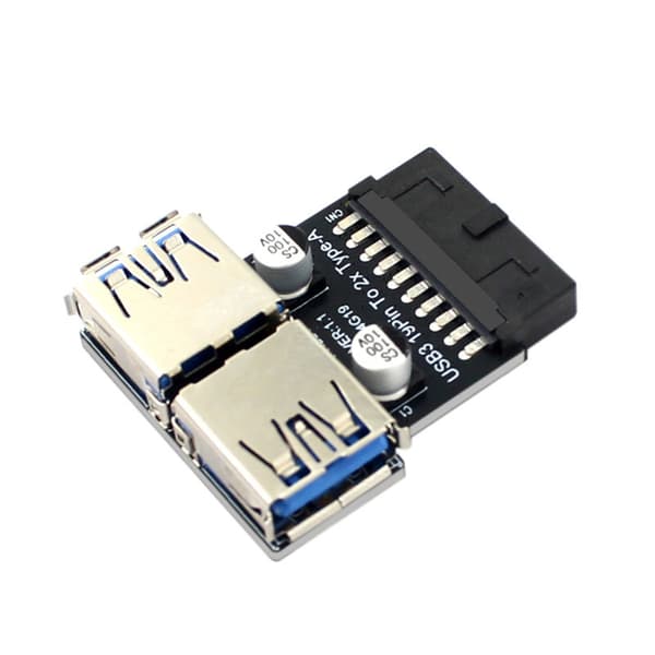 USB3.0-sovitin C-tyyppi PH22T emolevylle 19/20PIN - 2xUSB3.0A-liitäntä