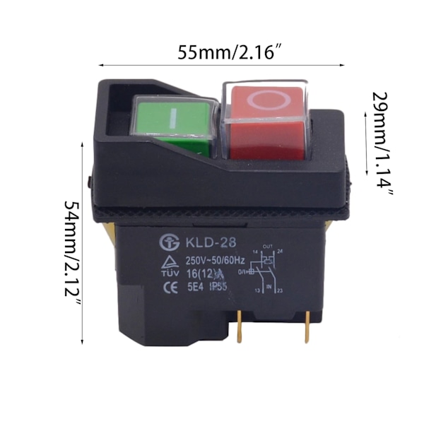 Elektromagnetiska tryckknappsbrytare 4-stift KLD-28 Vattentät tryckknappsbrytare Magnetisk startmotor Säkerhetsbrytare för power