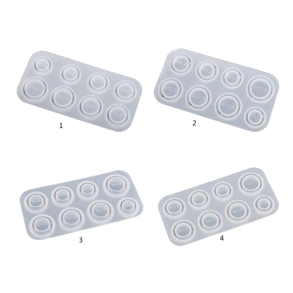 Resin molds silikon, 4 stilar molds för epoxiharts 8 storlekar för att göra ringar, örhängen, hängen, hantverk null - Arc surface