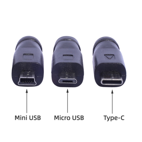 Professionell DC5,5x2,1mm power , hona till hane-omvandlaradapter DC5521 till mini- USB/Micro USB/Typ-C-kontakt Micro