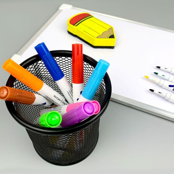 12 färger Whiteboard-markörer Raderbara färgglada tuschpennor Flytande krita-pennor för skolkontoret Whiteboard svarta tavla