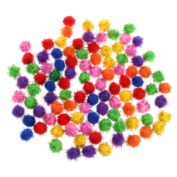 100st färgglada mini glittrande glitter glitter bollar liten Pom boll för kattleksaker