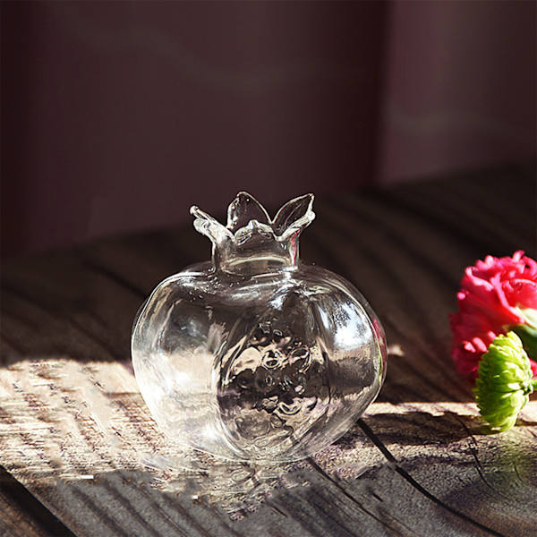 Granatäppleform Klart glas Vas Flaska Blomflaska Växter Flaska Glas Material för hemväxter Blomdekorationer S