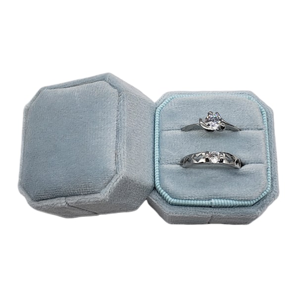 Octagon Velvet Ring Box Dubbel Ring Display Hållare med avtagbart lock Ring Box Hållare för bröllopsceremoni Flerfärgad null - A