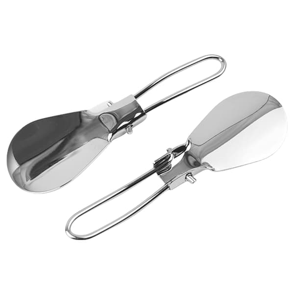 Bærbart foldbart skohorn i rustfrit stål, ergonomisk metalskohorn