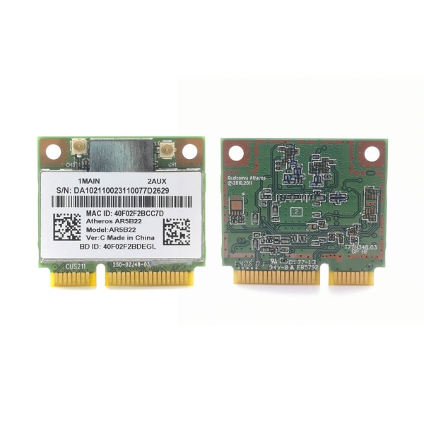 AR5B22 MINI PCIE trådlöst nätverkskort BT4.0 2.4/5G Dual-Frequency 300Mbps 802.11A/B/G/N för Y400 Y500 Y410P S215 U330