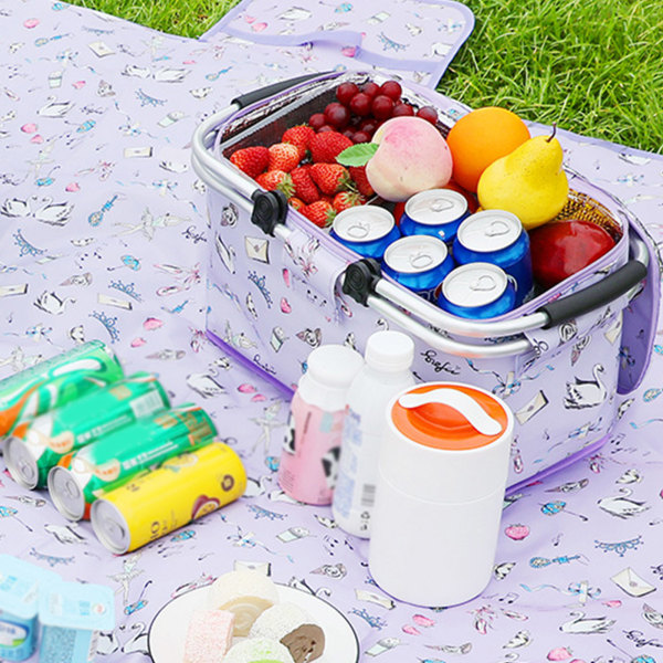 Isolerad kylväska picknickkorg, läckagesäker hopfällbar bärbar kylare, matväska picknickpaket med aluminiumhandtag Gray 40x23x20cm