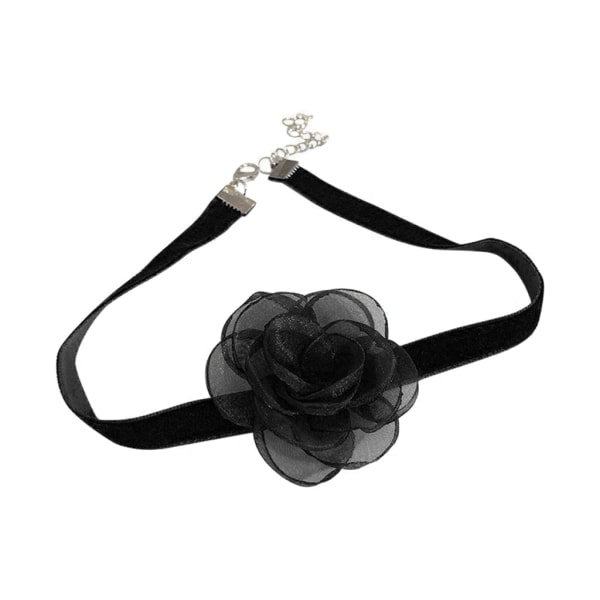 Mode Spets Halsband Chokers För Kvinnor Spets Halsband Krage Blomma Ros Sommar Vinter Choker Club Party Sexiga smycken Black - 2 flowers