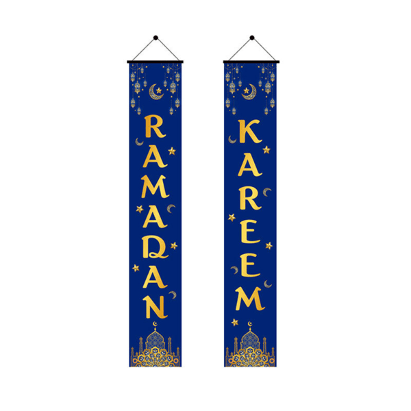 2st Eid Mubarak Veranda för Banner Ramadan Kareem Ytterdörr Flagga hängande skylt De null - 1