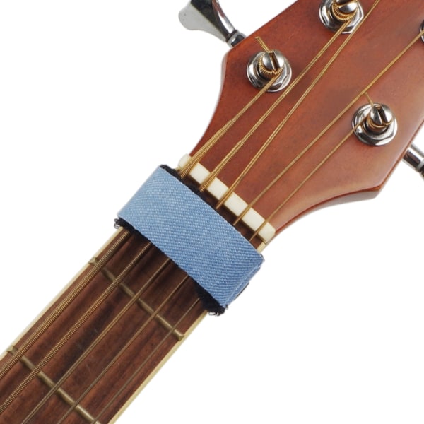 Guitar Fret Strings Mute Fret Muter Dampener Guitar Fret Wraps Justerbar Guitar Beam Tape Mute Ljuddämpare för gitarrbas Short blue denim