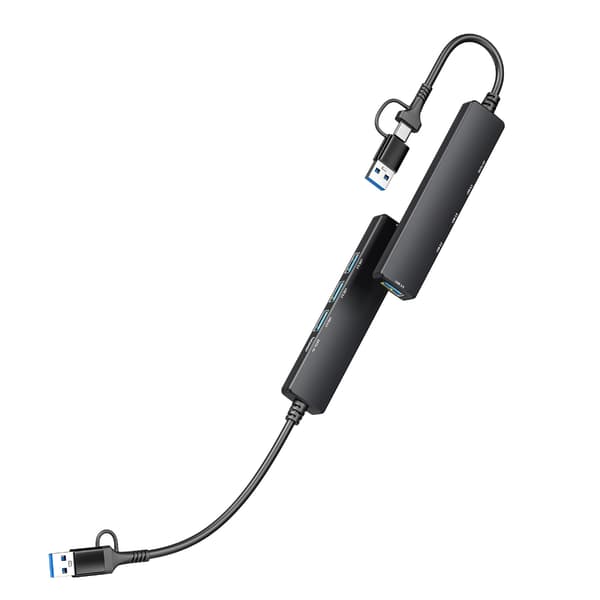 USB C+USB -keskitin 5 porttiin 3xUSB2.0+1xUSB3.0+1xType C virta- ja dataportti PC:lle
