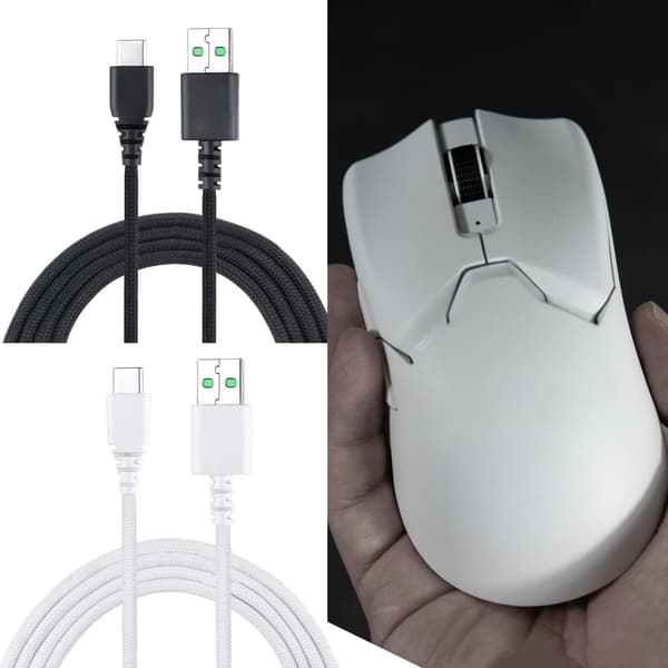 USB til Type C Musekabel Opladningsledning til V2/Basilisk/Deathadder V2 Black