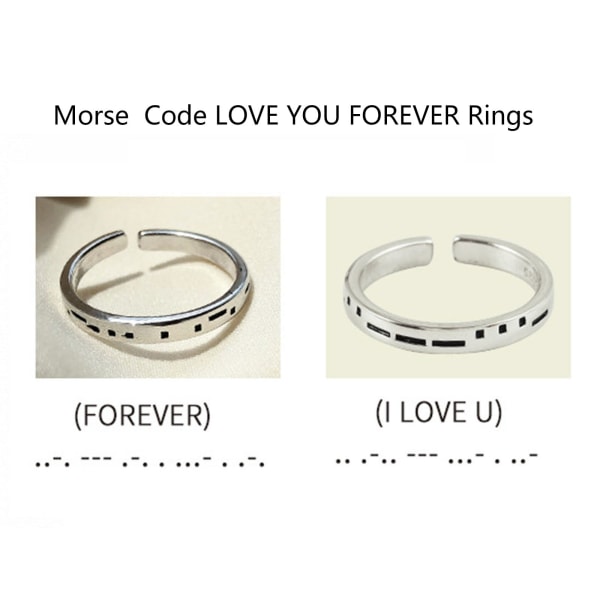 2 st morsekod parringar kvinnlig nischdesign justerbar parring mode enkel personlighet Trendiga ringsmycken