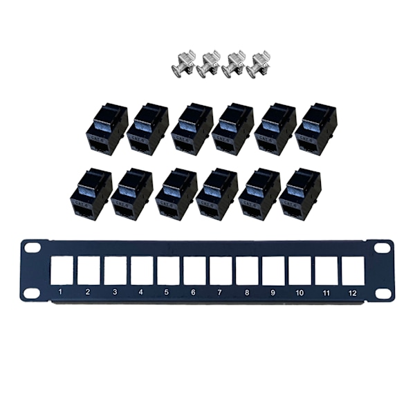 Patch Panel 12 Port CAT6 med Inline Keystone 10G Pass Thru Coupler Patch Panel 1e6a Fyndiq