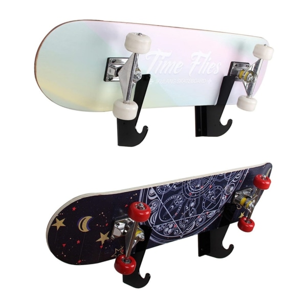 Väggmonterat skateboardställ med krok Stabila akrylhållare Skateboardentusiaster Väggställ Displayhängare Black